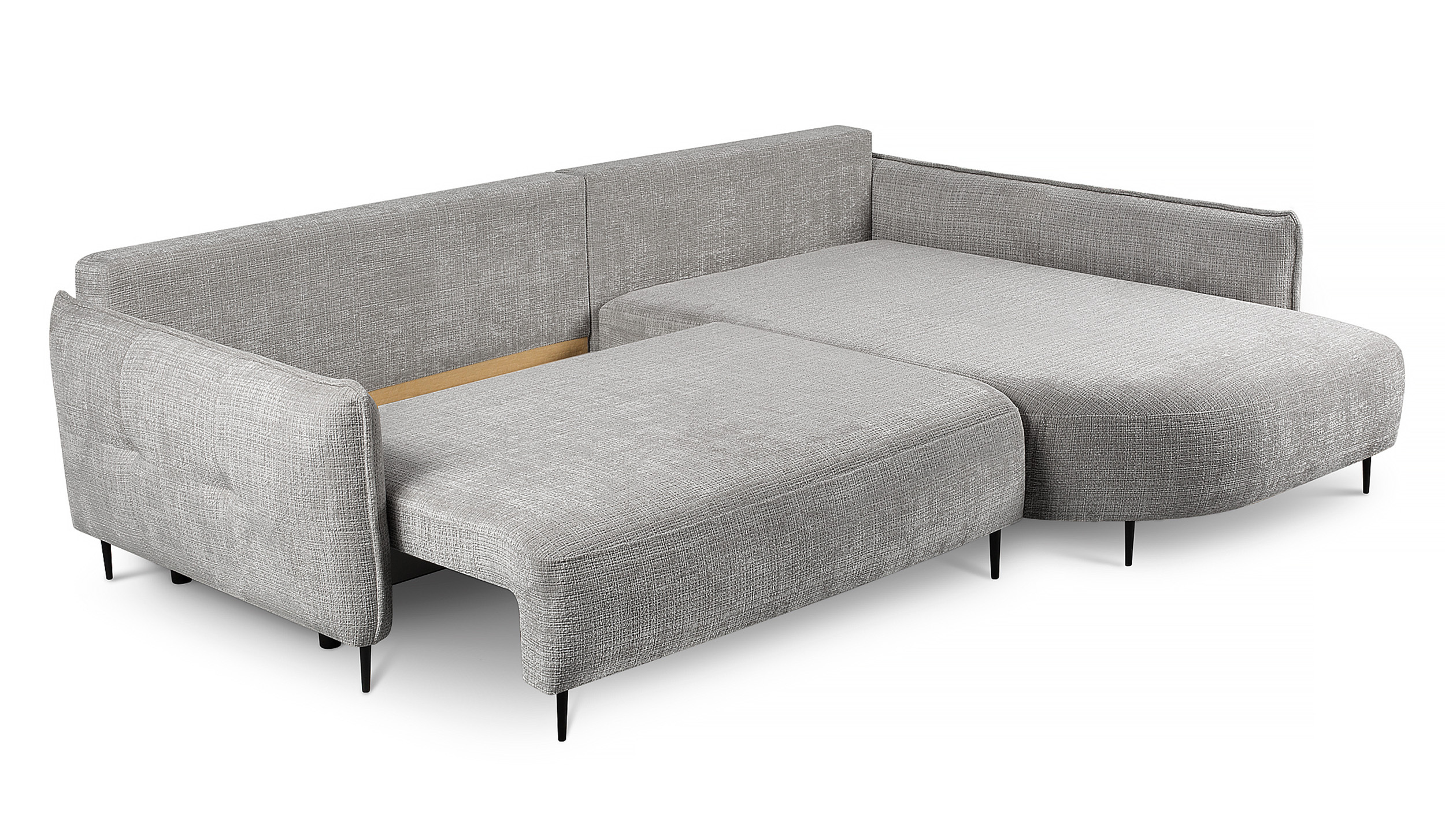 Ecksofa Oblivio mit Schlaf-Funktion L-förmig mit Stauraum graues Chenille rechtsseitig