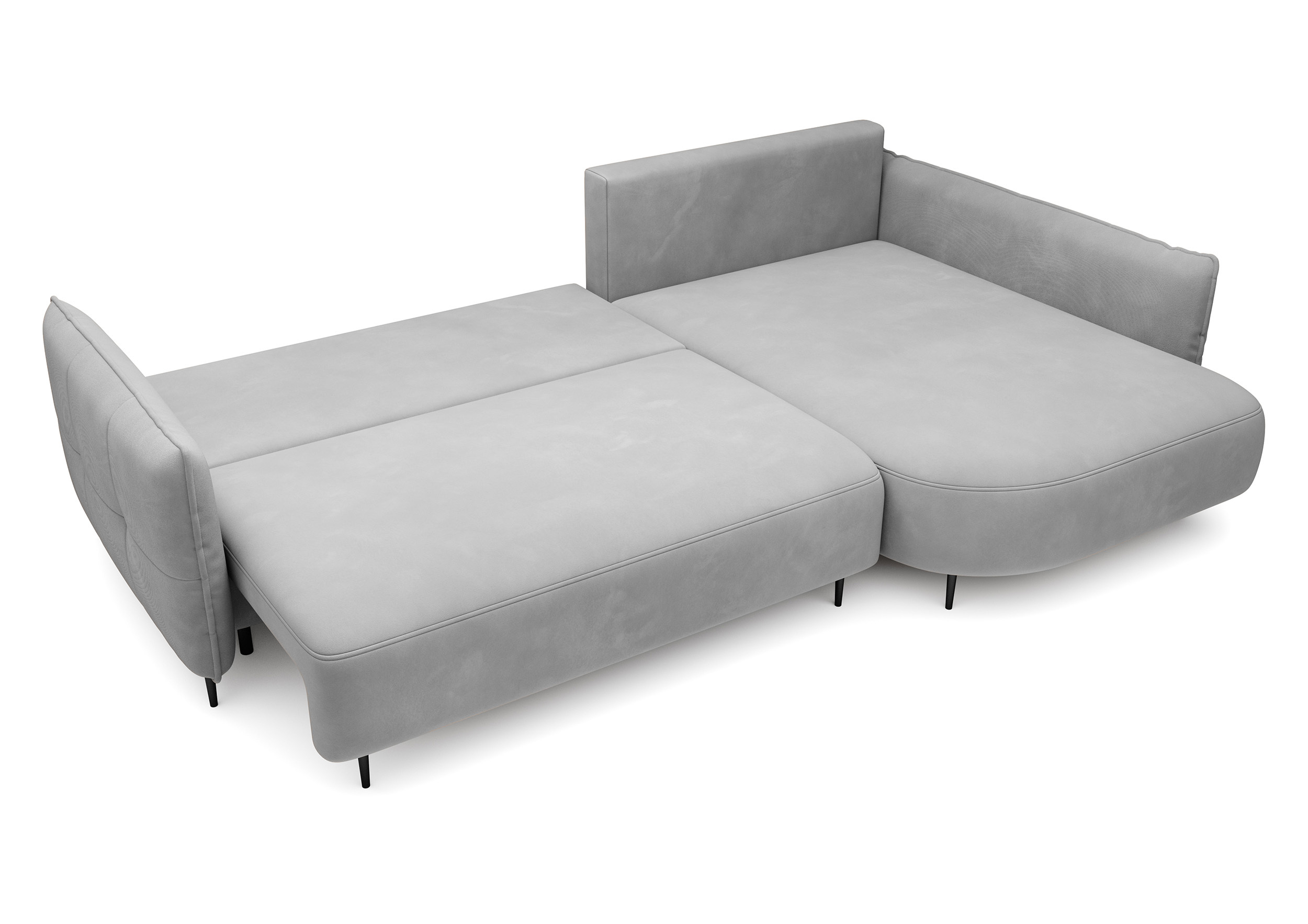 Ecksofa Oblivio mit Schlaffunktion L-förmig mit Stauraum graues Velvet rechtsseitig hydrophob
