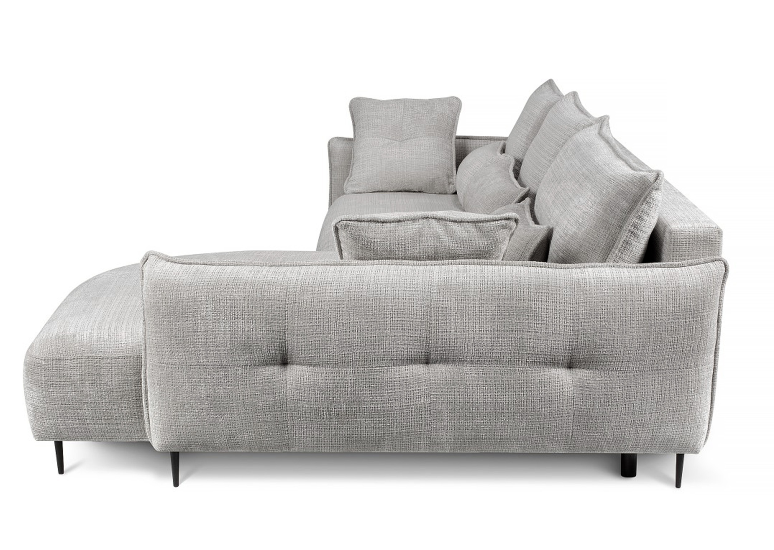 Ecksofa Oblivio mit Schlaf-Funktion L-förmig mit Stauraum graues Chenille rechtsseitig