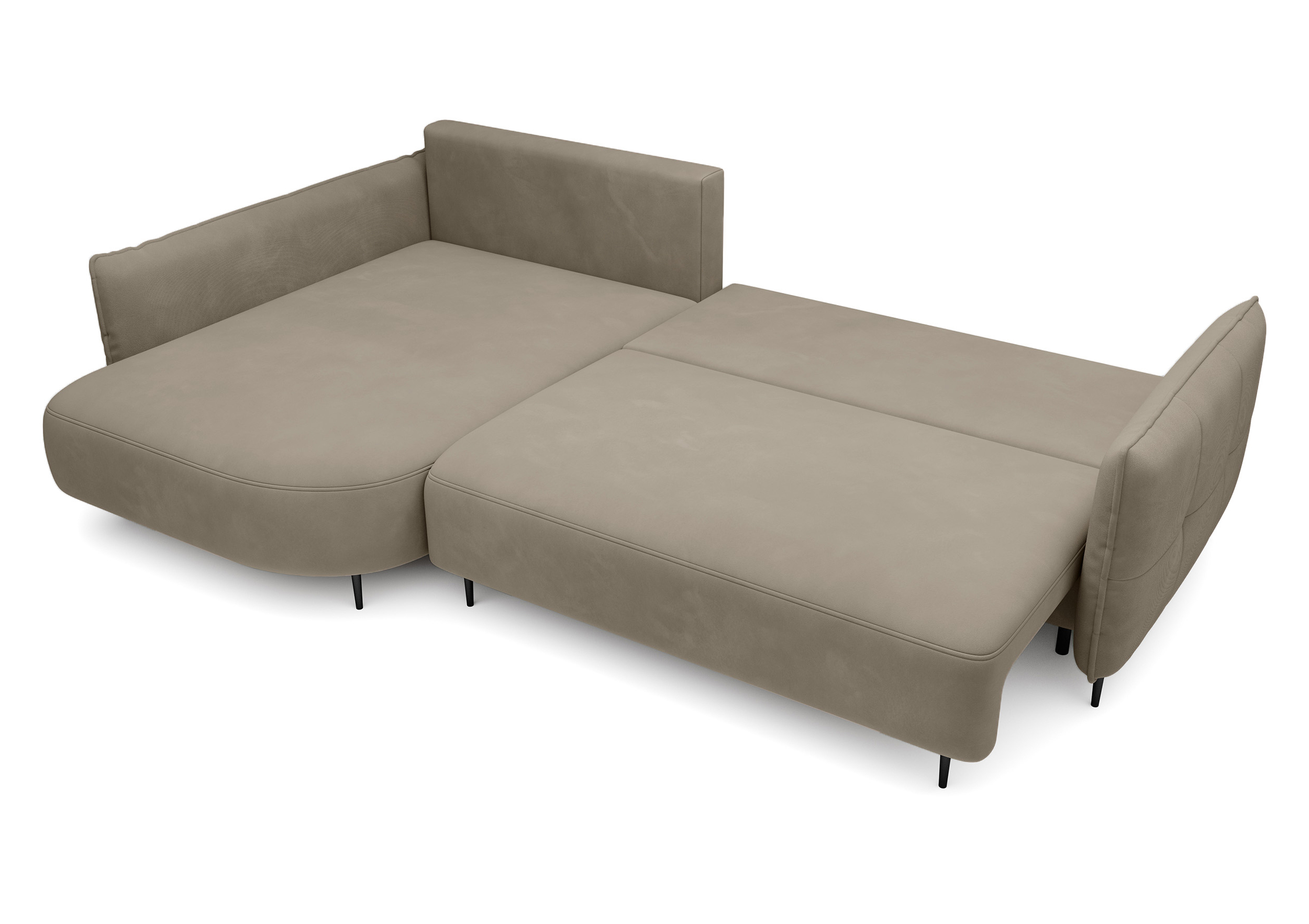 Ecksofa Oblivio mit Schlaffunktion L-förmig mit Stauraum hellbraun Velvet linksseitig hydrophob