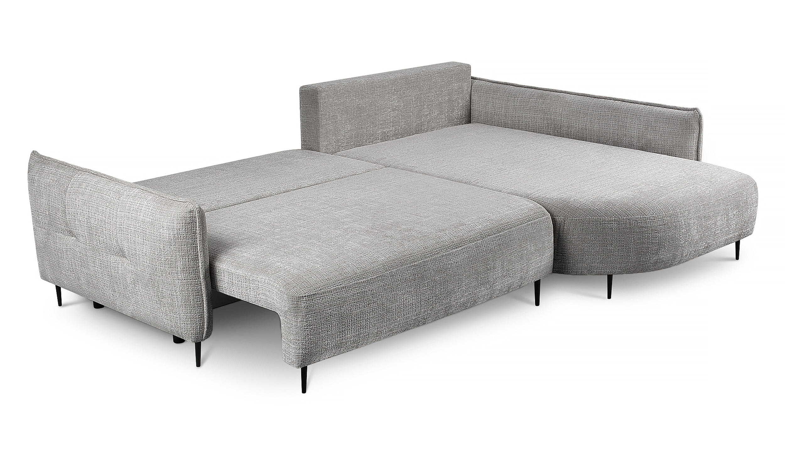 Ecksofa Oblivio mit Schlaf-Funktion L-förmig mit Stauraum graues Chenille rechtsseitig