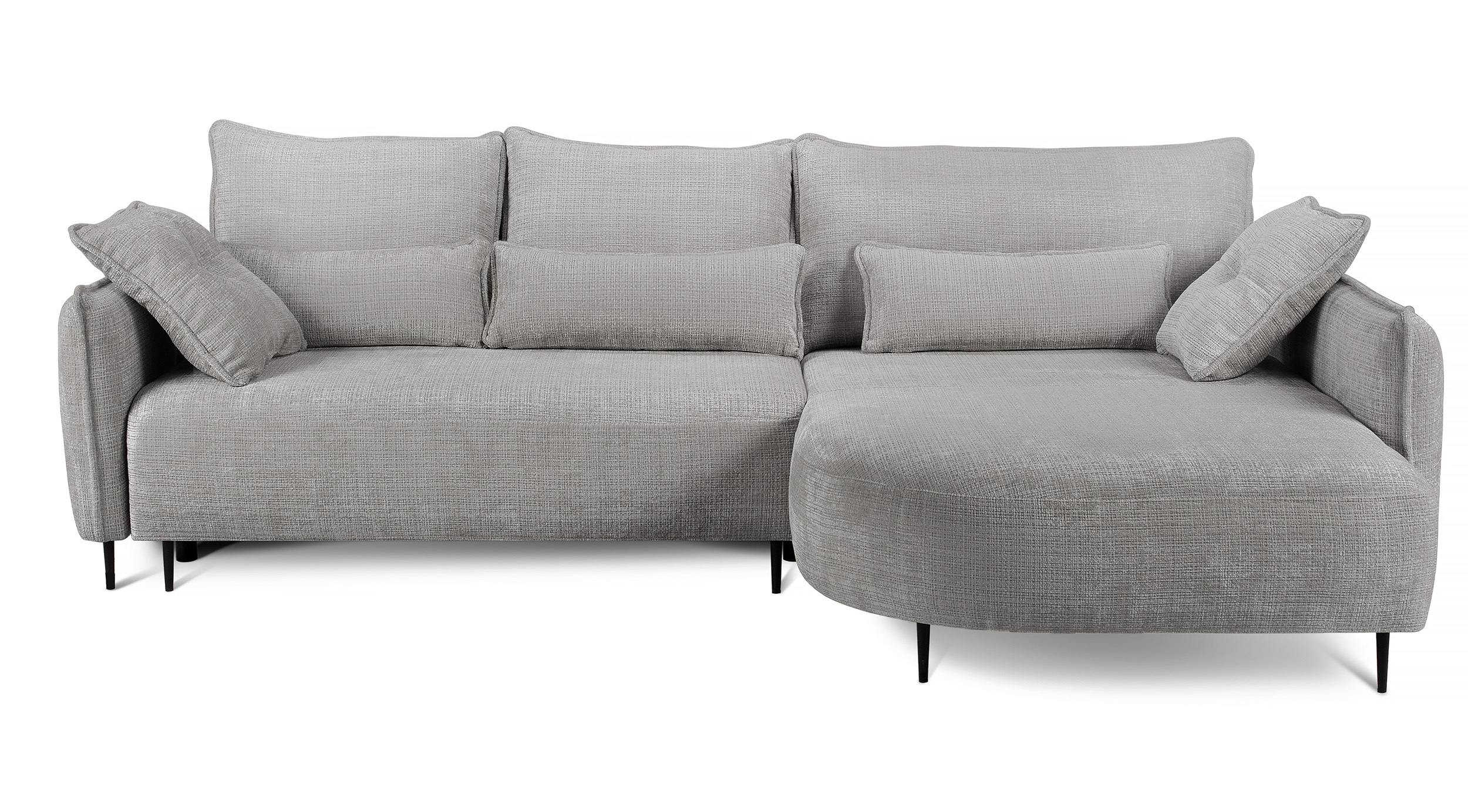 Ecksofa Oblivio mit Schlaf-Funktion L-förmig mit Stauraum graues Chenille rechtsseitig