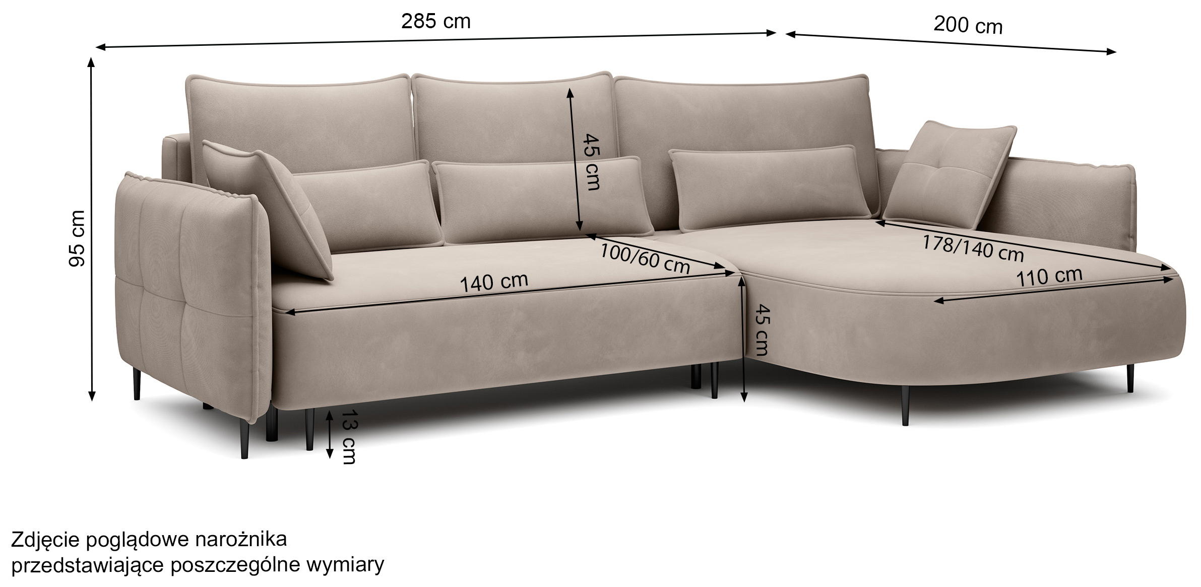 Ecksofa Oblivio mit Schlaffunktion L-förmig mit Stauraum hellbraun Velvet linksseitig hydrophob