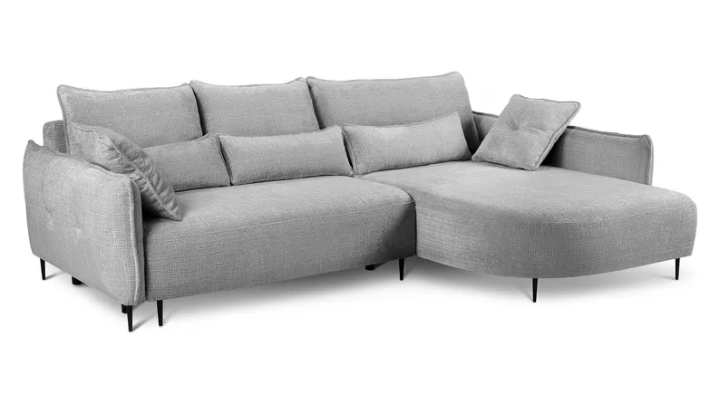Ecksofa Oblivio mit Schlaf-Funktion L-förmig mit Stauraum graues Chenille rechtsseitig