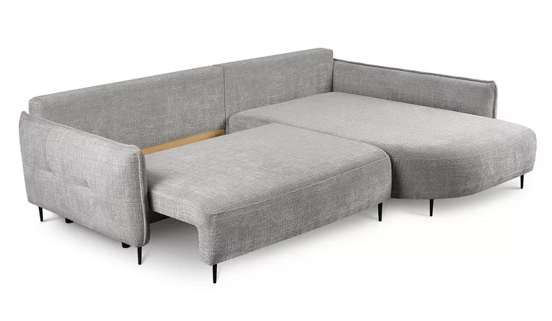 Ecksofa Oblivio mit Schlaf-Funktion L-förmig mit Stauraum graues Chenille rechtsseitig