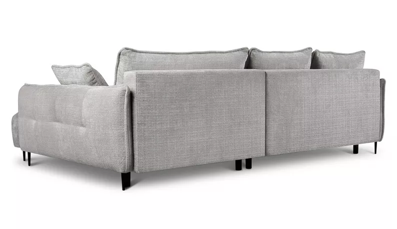 Ecksofa Oblivio mit Schlaf-Funktion L-förmig mit Stauraum graues Chenille rechtsseitig