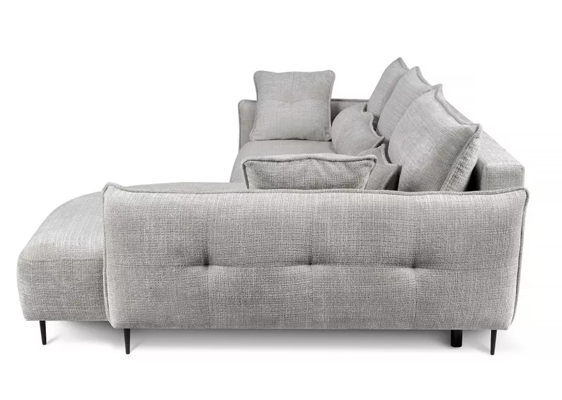 Ecksofa Oblivio mit Schlaf-Funktion L-förmig mit Stauraum graues Chenille rechtsseitig