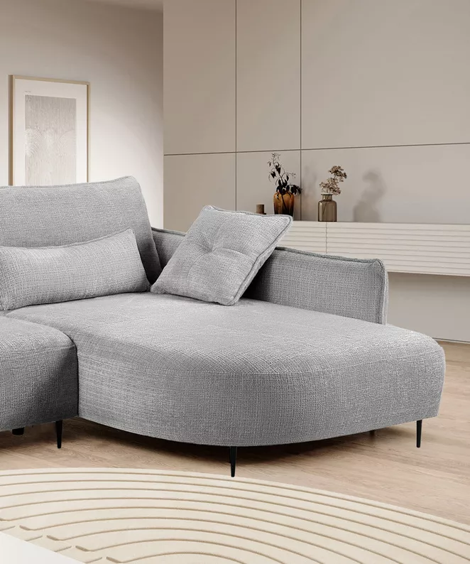 Ecksofa Oblivio mit Schlaf-Funktion L-förmig mit Stauraum graues Chenille rechtsseitig