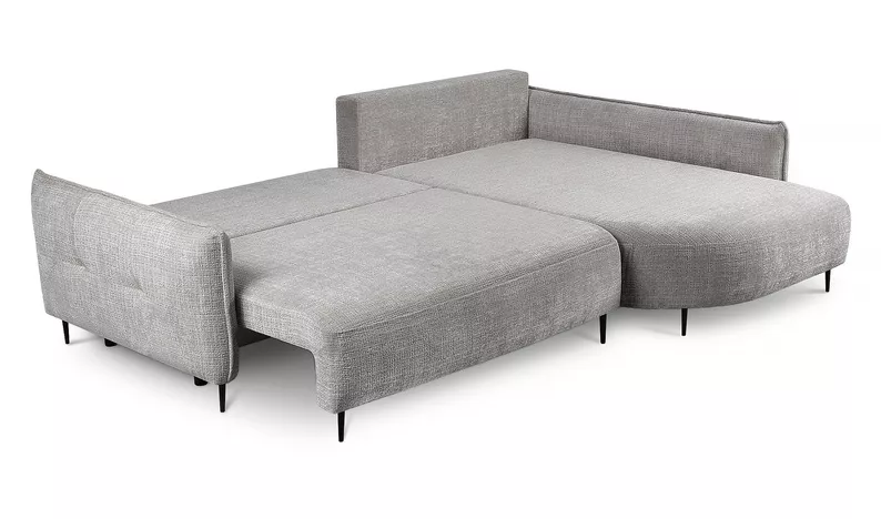 Ecksofa Oblivio mit Schlaf-Funktion L-förmig mit Stauraum graues Chenille rechtsseitig