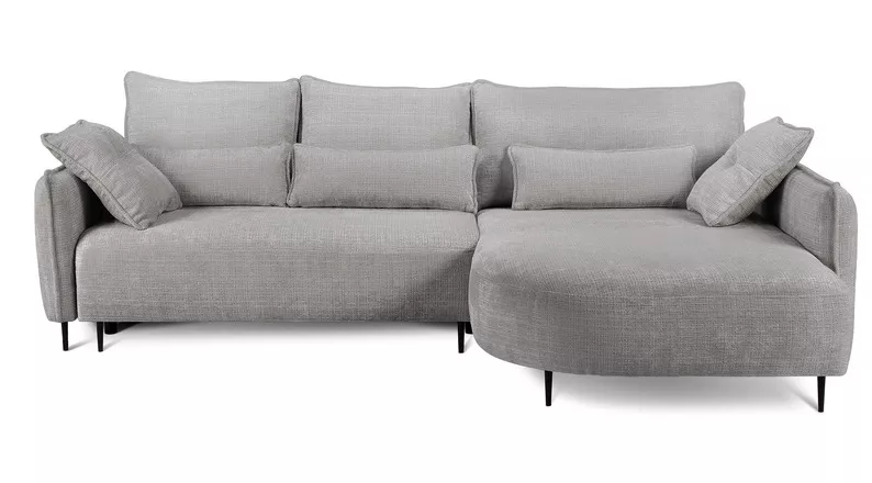 Ecksofa Oblivio mit Schlaf-Funktion L-förmig mit Stauraum graues Chenille rechtsseitig