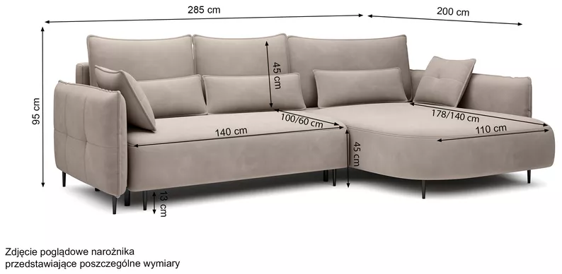 Ecksofa Oblivio mit Schlaffunktion L-förmig mit Stauraum hellbraun Velvet linksseitig hydrophob