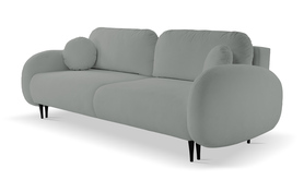 Schlafsofa Bafra mit Schlaffunktion und Bettkasten, grauer Cordstoff