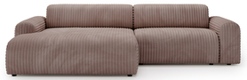 Ecksofa Bervel L-förmig hellbraun plüschig Cord linksseitig
