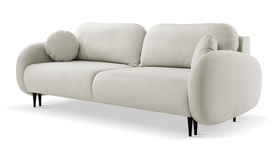 Schlafsofa Bafra mit Schlaffunktion und Bettkasten in hellbeigem Velvet
