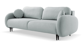 Schlafsofa Bafra mit Schlaffunktion und Bettkasten graues Velvet