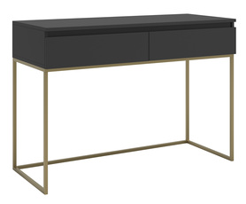 Schreibtisch/Schminktisch Bemmi mit Schubladen schwarz mit goldenen Beinen