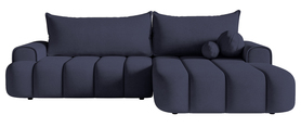 Ecksofa mit Schlaffunktion Dandelino L-förmig rechts mit Stauraum, marineblaues Velvet