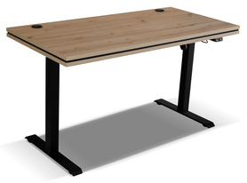 Elektrisch höhenverstellbarer Schreibtisch Stundly 138 cm Artisan Eiche mit schwarzem Rand