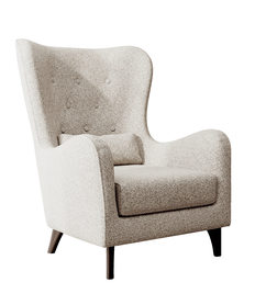 Sessel Calmino in creme Boucle mit Wenge-Füßen
