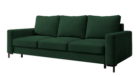 Schlafsofa für drei Personen Mokpeo mit Stauraum, grün, aus leicht zu reinigendem Velours.