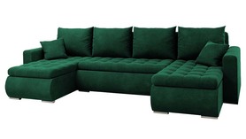 Ecksofa mit Schlaffunktion Derkan U-Form mit Stauraum, universell, grün, wasserabweisend Velvet