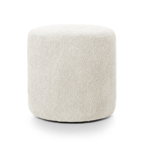 Runde Pouf Seppio 45 cm weiß aus Boucle-Stoff