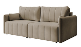 Ecksofa Pierra mit Bettfunktion und Stauraum in beige, wasserabweisendem Velvet