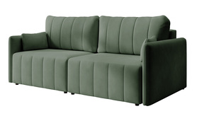 Ecksofa Pierra mit Bettfunktion und Stauraum in hellgrünem, wasserabweisendem Velvet