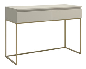 Schreibtisch/Schminktisch Bemmi mit Schubladen in grau-beige mit goldenen Beinen