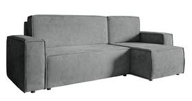Ecksofa mit Schlaffunktion Copertino L-förmig mit Stauraum universell grau Cordstoff