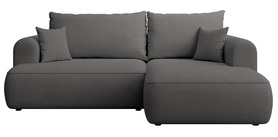 Ecksofa mit Schlaffunktion Ovo mini L-förmig rechtsseitig mit Stauraum dunkelgrau Chenille leicht zu reinigen