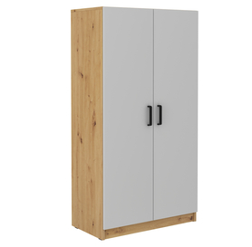 Zweiflügeliger Stundly-Schrank mit 80 cm Kleiderstange, Artisan-Eiche/Grau