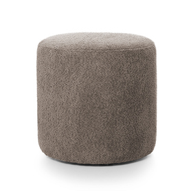 Runde Pouf Seppio 45 cm grau aus Boucle-Stoff