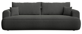 Sofa mit Schlaffunktion für drei Personen Ovo mit Stauraum in graphitfarbenem Chenille
