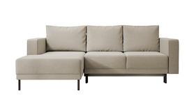 Ecksofa Rodario mini mit Schlaf-Funktion und Bettkasten, beige Samt, linksseitig