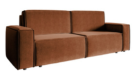 Schlafsofa für drei Personen Copertino kupferfarben, hydrophober Samt