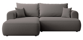 Ecksofa mit Schlaffunktion Ovo mini L-förmig links mit Stauraum dunkelgrau pflegeleichter Velours