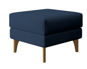 Hocker Uszak Calmino dunkelblau Velours, Beine aus Buche