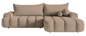 Ecksofa mit Schlaffunktion Dandelino L-förmig rechtsseitig mit Stauraum dunkelbeige Velvet