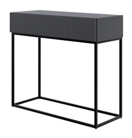 Veldio-Konsole mit gefräster Front und 90 cm Schublade Schwarz mit schwarzen Beinen