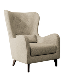 Sessel Calmino in beige Boucle mit Wenge-Füßen