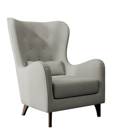 Sessel Calmino grau Velours mit Wenge-Beinen