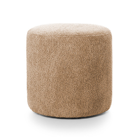 Runde Pouf Seppio 45 cm hellbraun aus Boucle-Stoff