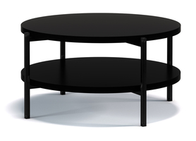 Kaffeetisch Kortala rund 80 cm schwarz matt mit Regal