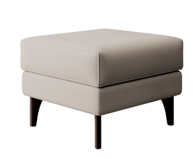 Hocker Ohrensessel Calmino hellbeige Velours mit Wengefüßen