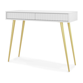 Schminktisch Bello 104 cm weiß mit goldenen Beinen