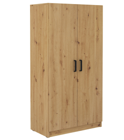 Zweiflügeliger Schrank Stundly mit 80 cm Kleiderstange Artisan-Eiche