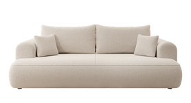 Sofa OVO mit Schlaffunktion, Bettkasten Boucle-Bezug in Beige 