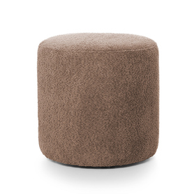 Runde Pouf Seppio 45 cm dunkelbraun aus Boucle-Stoff