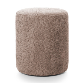 Runde Pouf Seppio 55 cm braun aus Boucle-Stoff
